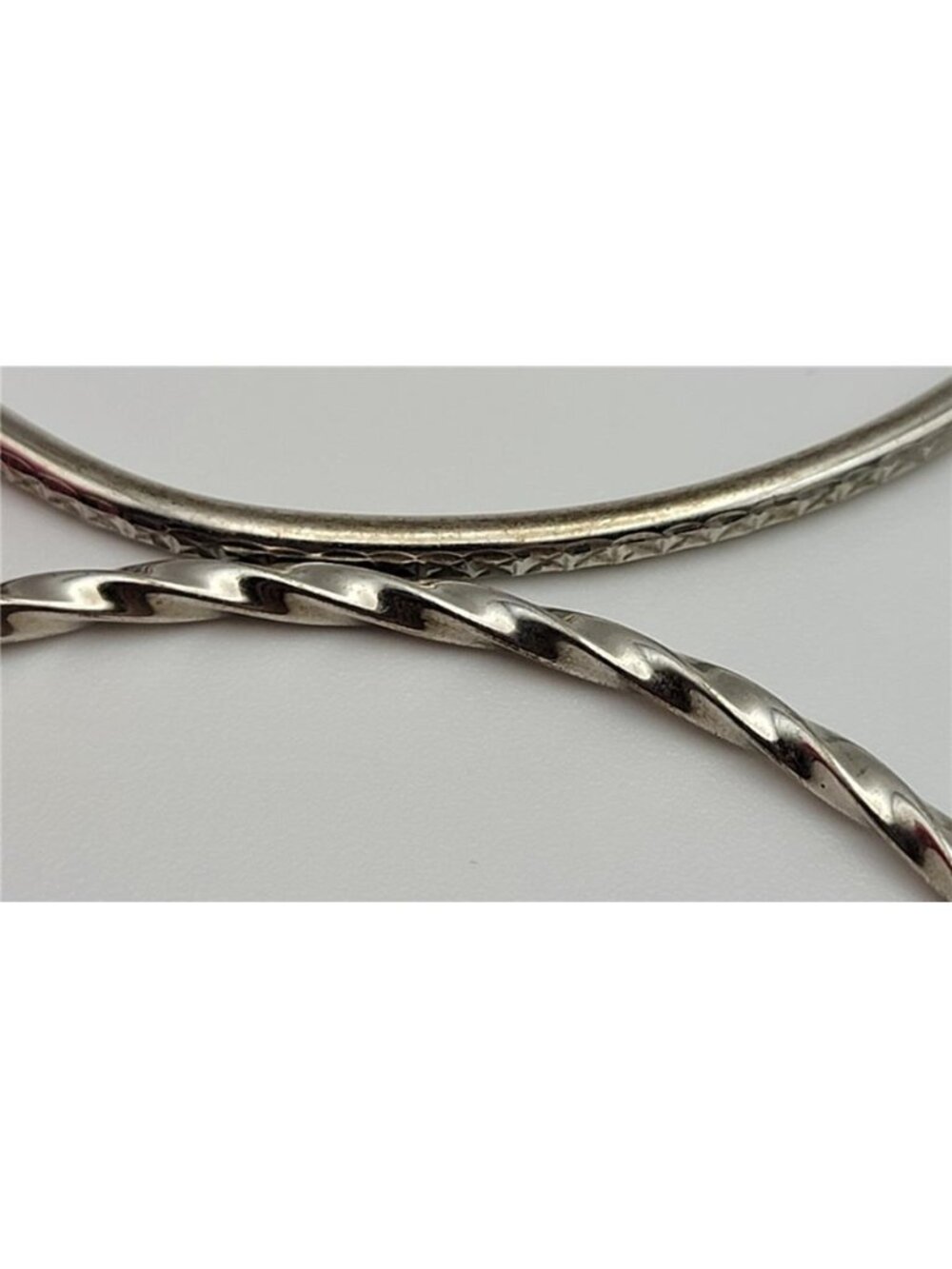 Vintage Thailand 925 Sterling Silver Set Of 6 Bangle Bracelets Twisted Flat 8" - Picture 4 of 10